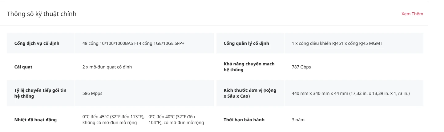 RG-S5760C-48GT4XS-X, Bộ chuyển mạch lõi hoặc tổng hợp lớp 3 cho doanh nghiệp 48 cổng, liên kết ngược 4 cổng 10GE
