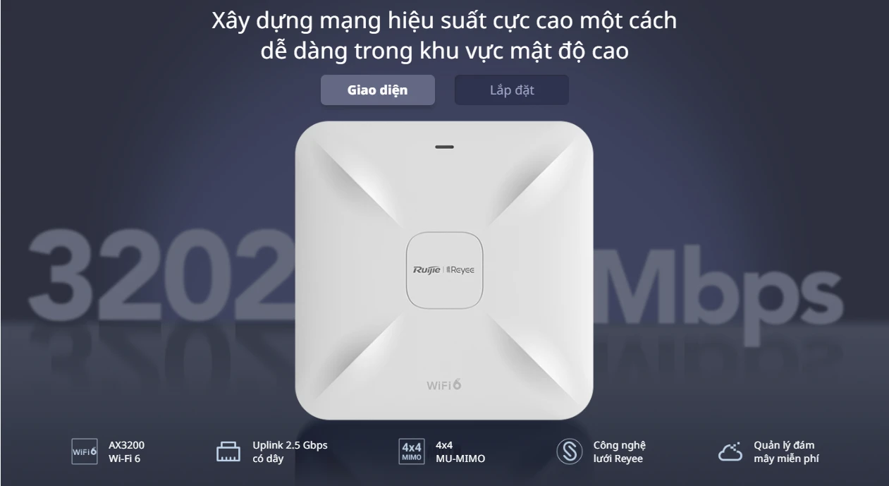 RG-RAP2260(G), Thiết bị Access point WiFi 6 ốp trần