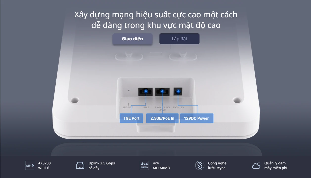 RG-RAP2260(E), Thiết bị Access point WiFi 6 ốp trần