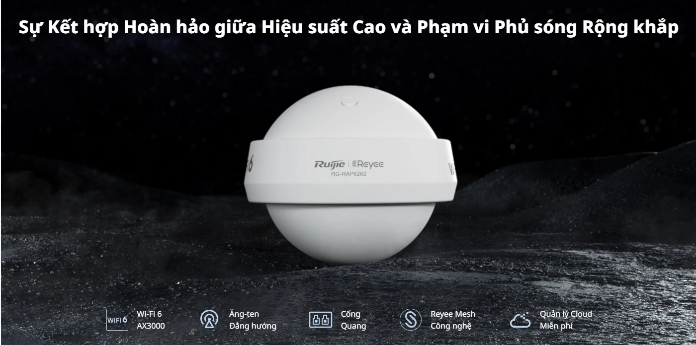 RG-RAP6262, Thiết bị Access point lắp đặt ngoài trời Wifi 6: trên tường, cột
