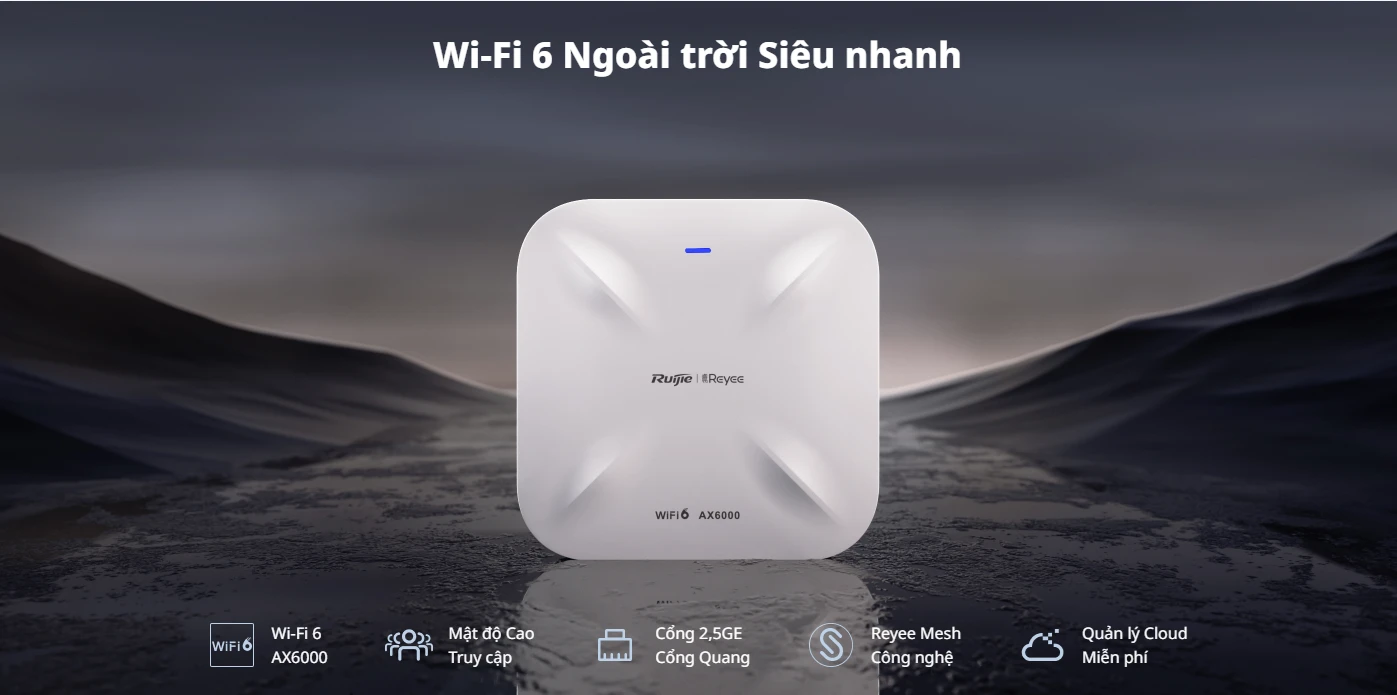 RG-RAP6260(H), Thiết bị Access point lắp đặt ngoài trời Wifi 6 gắn trần/ tường