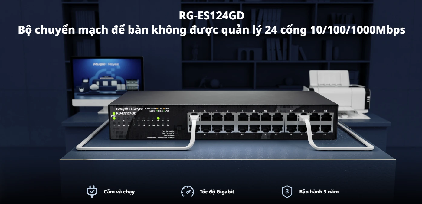 RG-ES124GD, Bộ chuyển mạch không được quản lý 24 cổng 10/100/1000Mbps