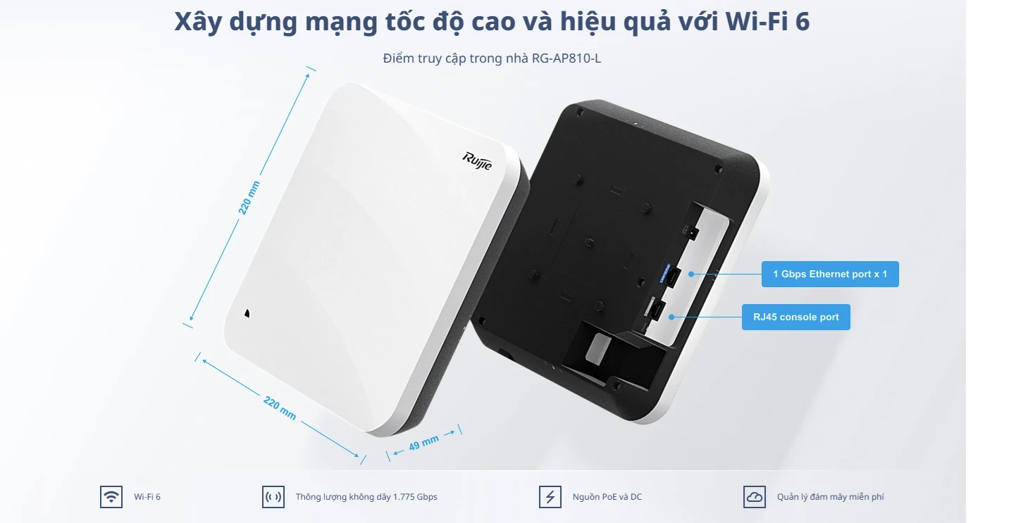 RG-AP820-L(V3) Ruijie AX3000 Wi-Fi 6 AP trong nhà