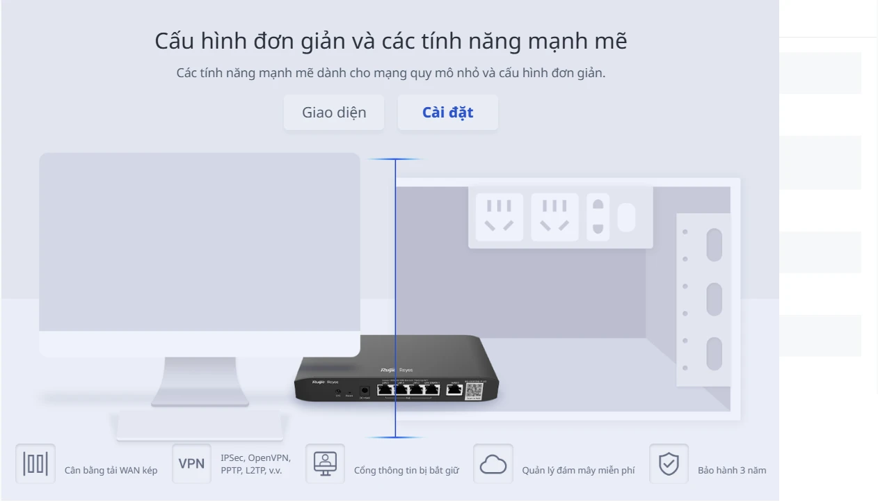 Reyee RG-EG105G-P V2 Bộ định tuyến PoE được quản lý trên nền tảng đám mây