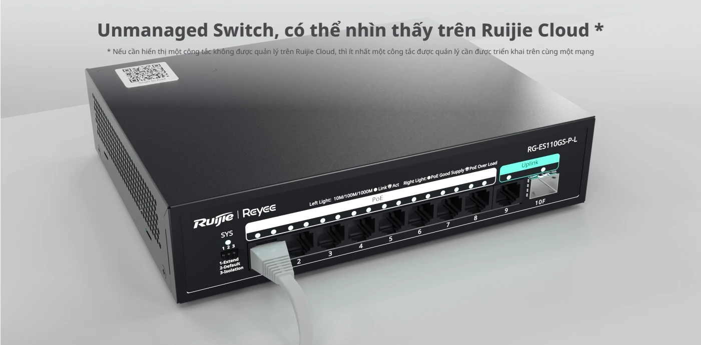 RG-ES110F-P, Công tắc PoE không được quản lý 10 cổng 10/100 Mbps