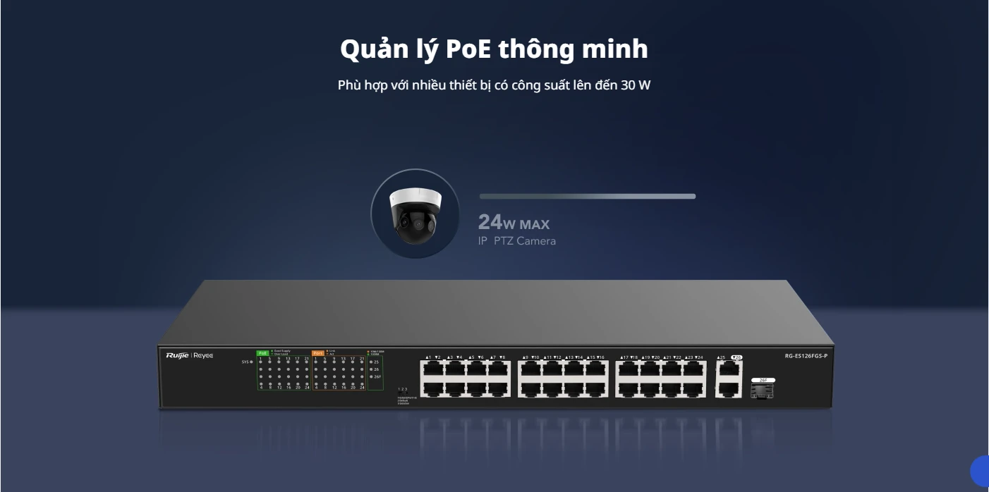 RG-ES110GS-PL, Công tắc PoE không được quản lý 10 cổng 10/100/1000 Mbps