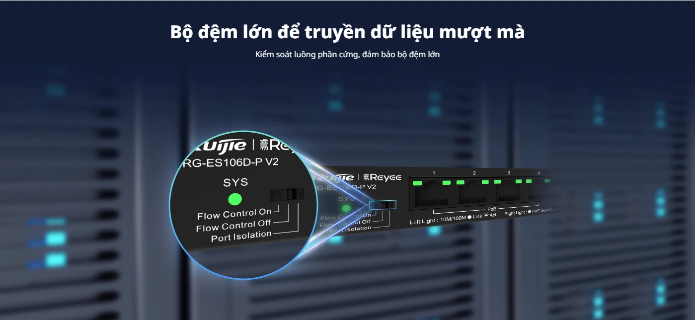 RG-ES118S-LP, Bộ chuyển mạch không được quản lý để bàn 16 cổng 10/100Mbps