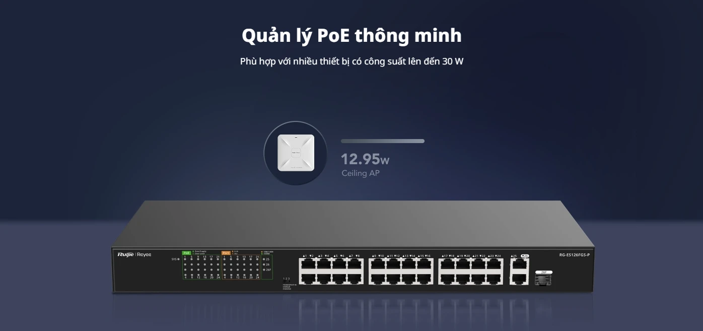 RG-ES110F-P, Công tắc PoE không được quản lý 10 cổng 10/100 Mbps