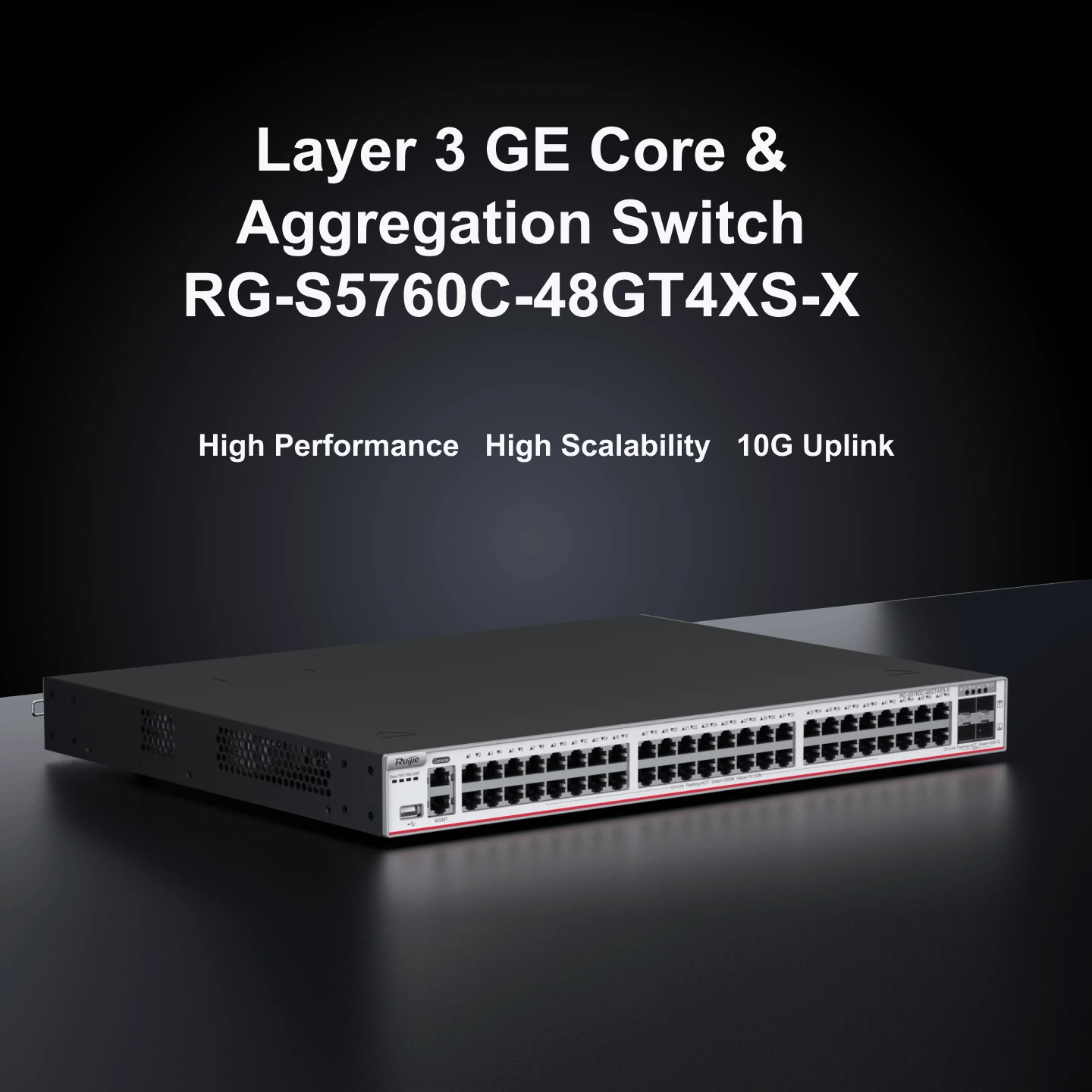 RG-S5760C-48GT4XS-X, Bộ chuyển mạch lõi hoặc tổng hợp lớp 3 cho doanh nghiệp 48 cổng, liên kết ngược 4 cổng 10GE