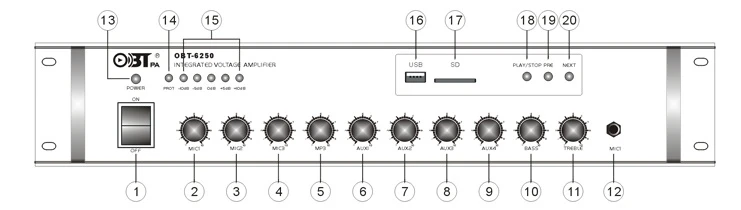 Mặt trước amply OBT-6250